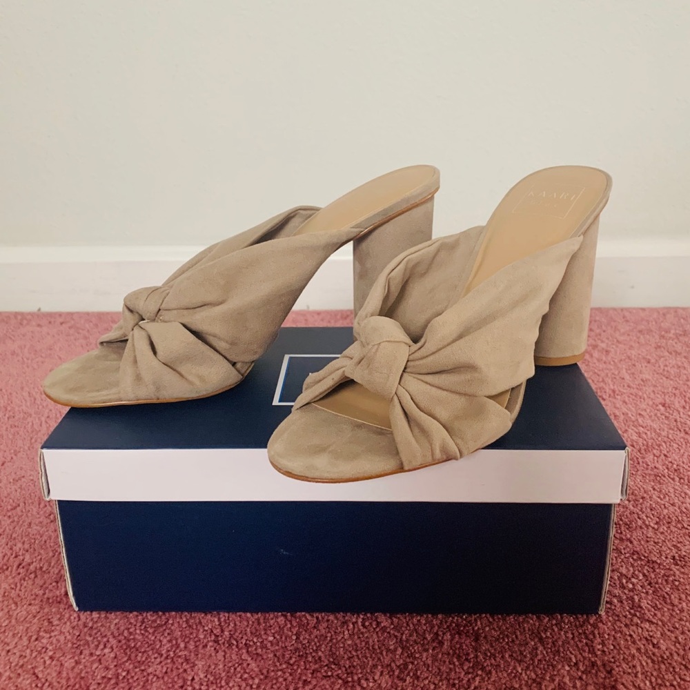 Kaari Blue Katie Beige Knotted Heeled Sandals